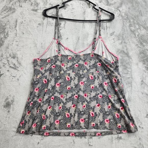 Rene Rofe Robe Womens XL Gray Pink Floral Lace Kimono Cami Top Lounge Casual 2pc - Picture 11 of 16
